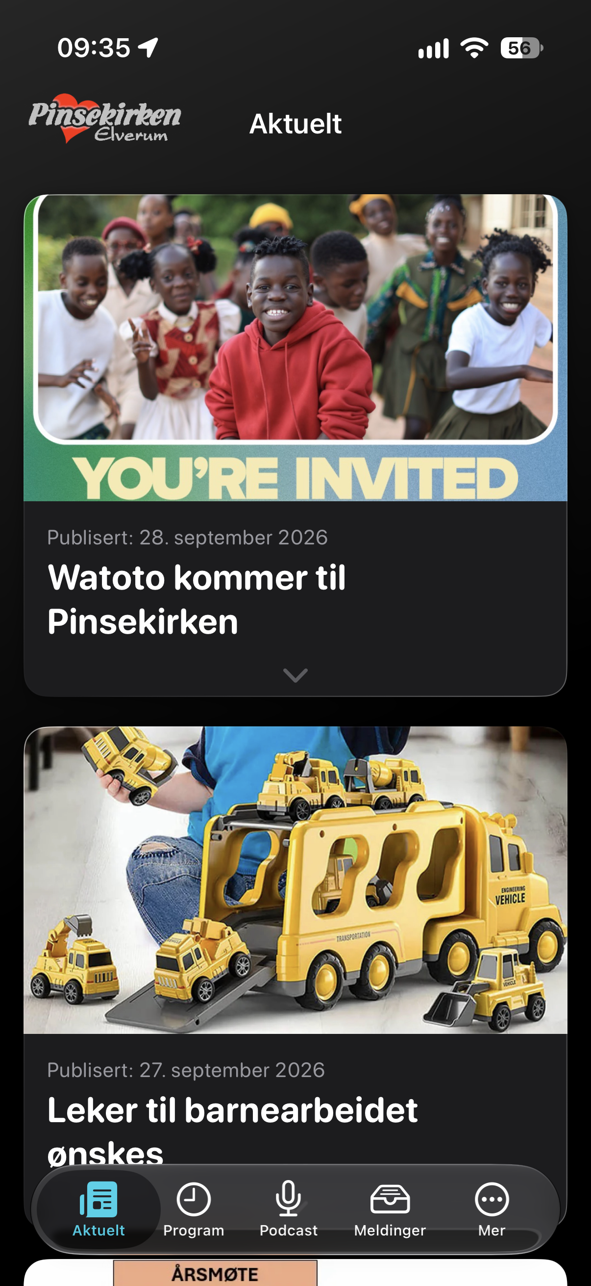 Aktuelt - forside i appen